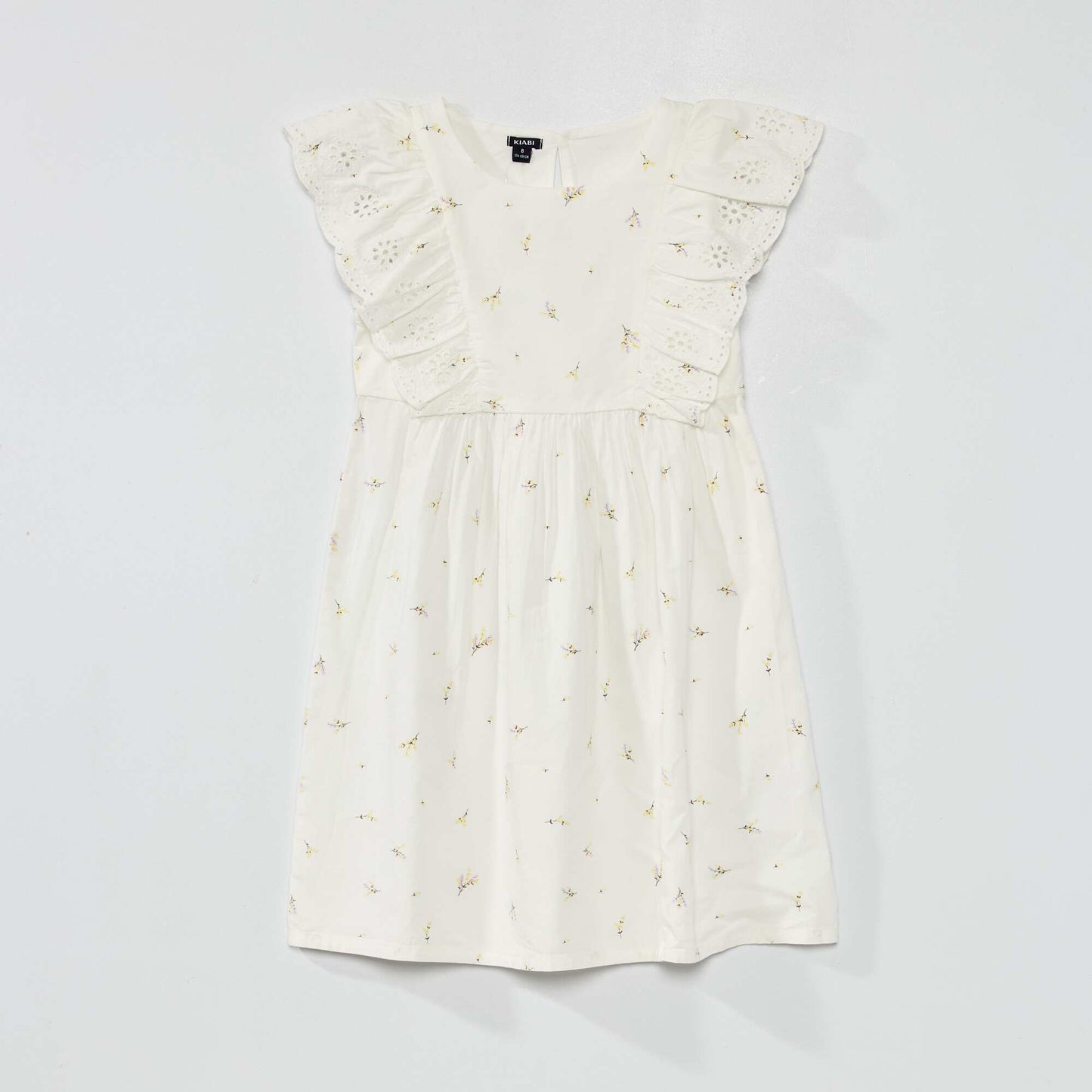 Robe motif avec volants et broderies anglaises Blanc