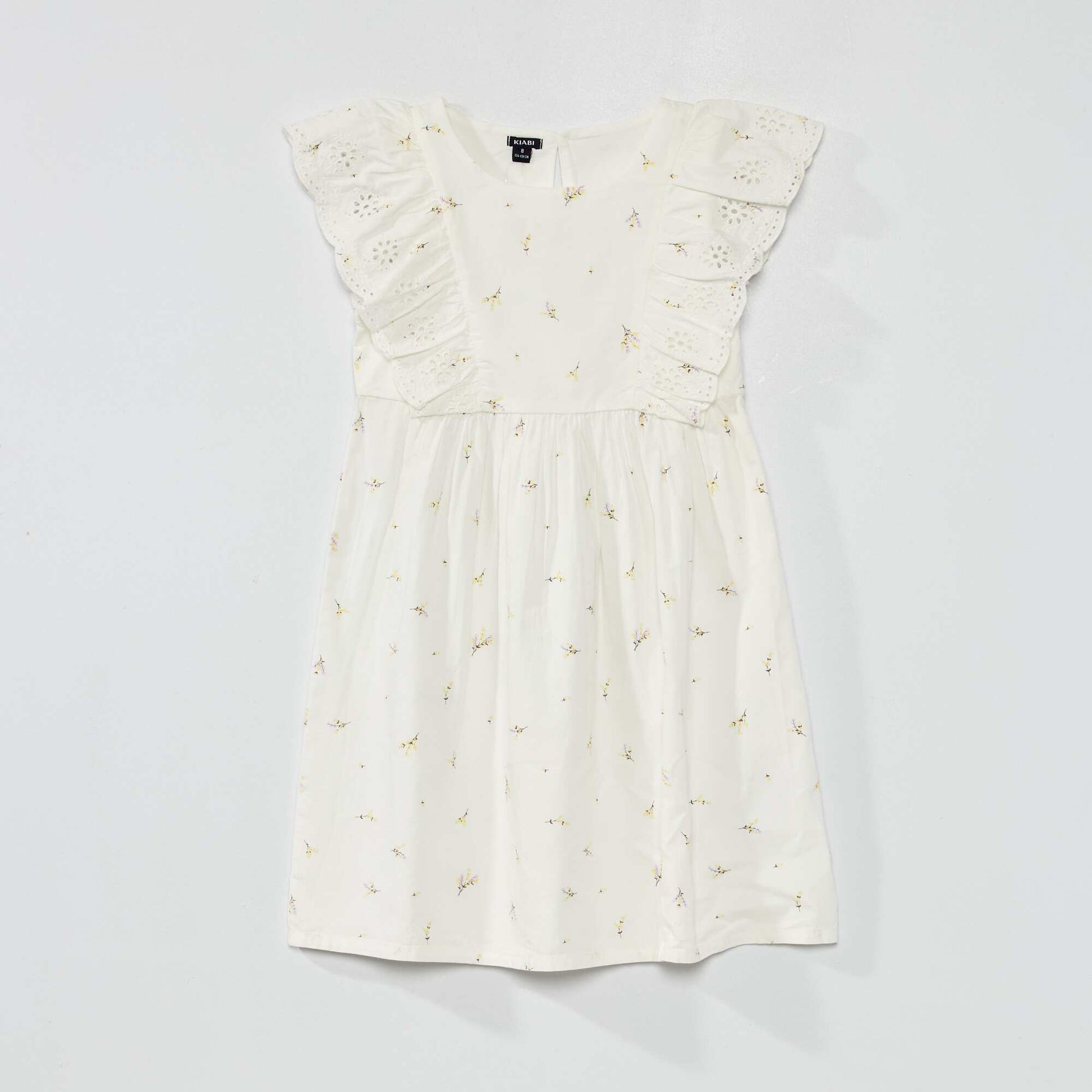 Robe motif avec volants et broderies anglaises Blanc