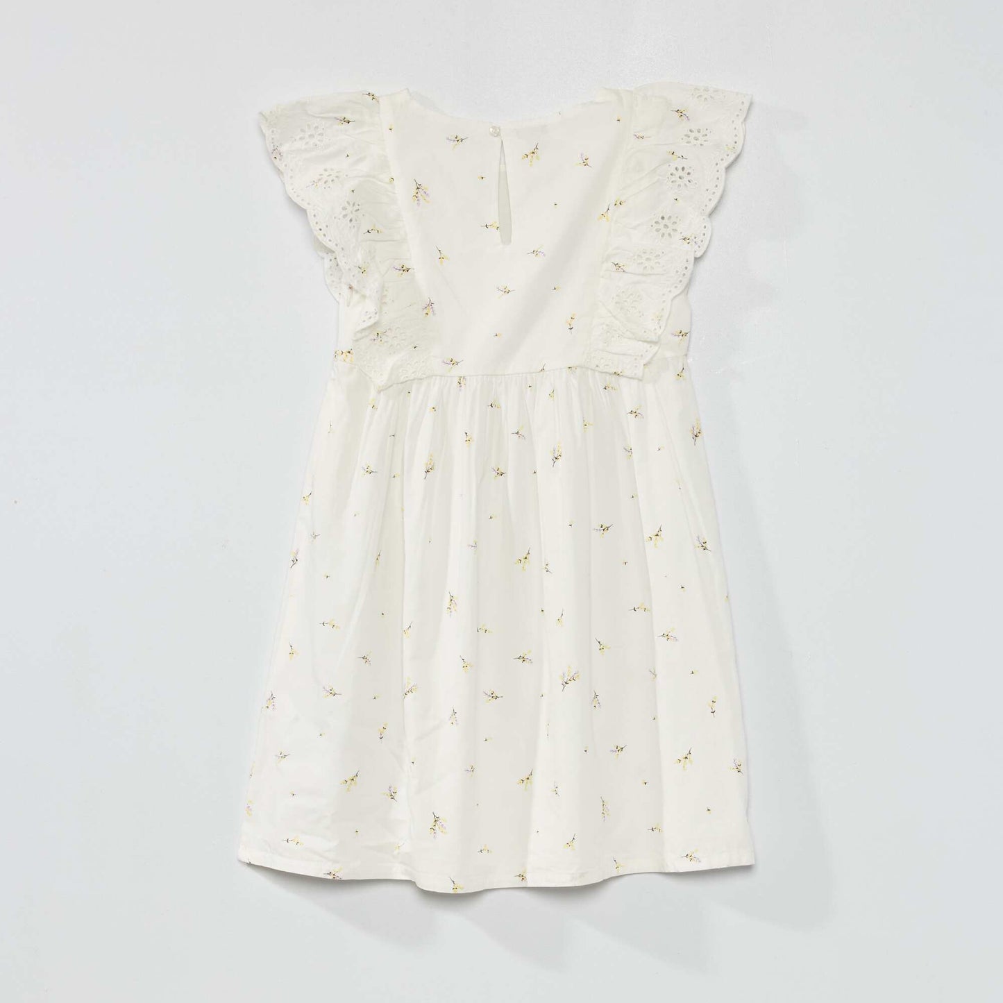 Robe motif avec volants et broderies anglaises Blanc
