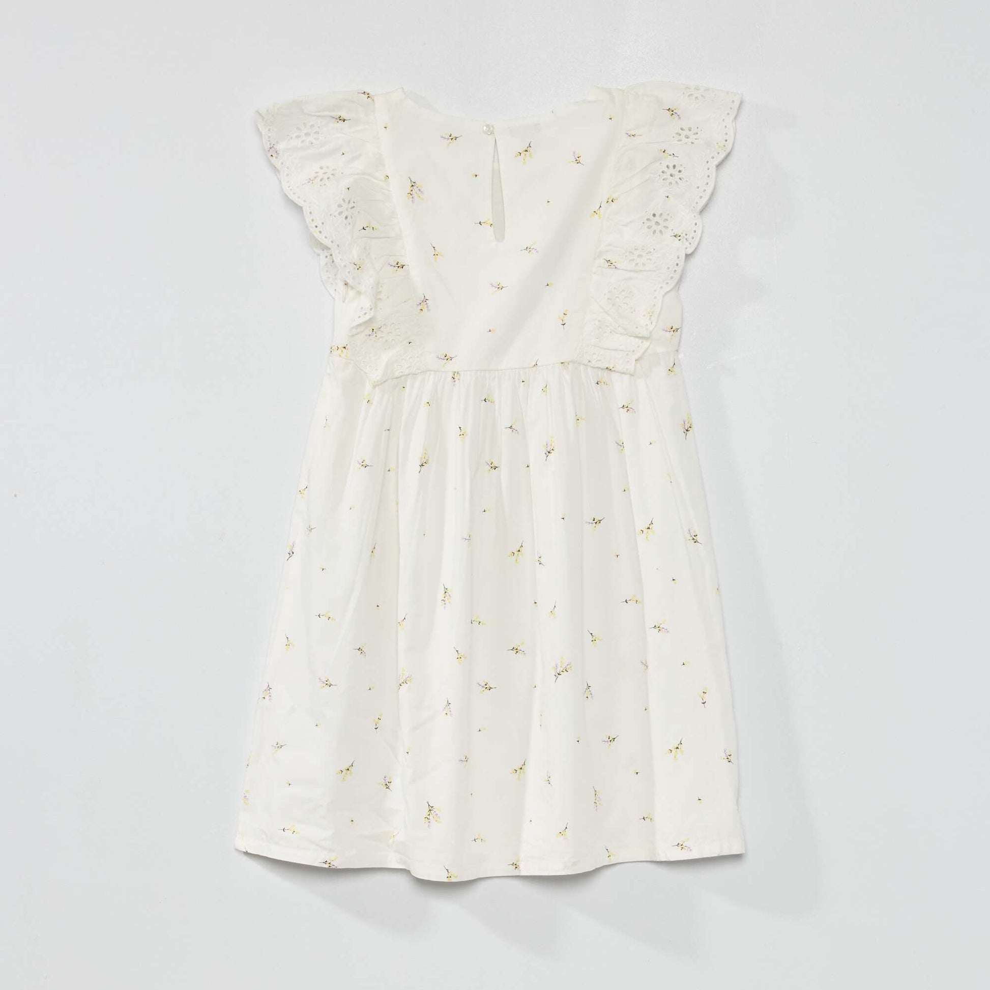 Robe motif avec volants et broderies anglaises Blanc