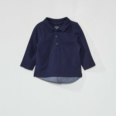 Polo en piqu de coton Noir
