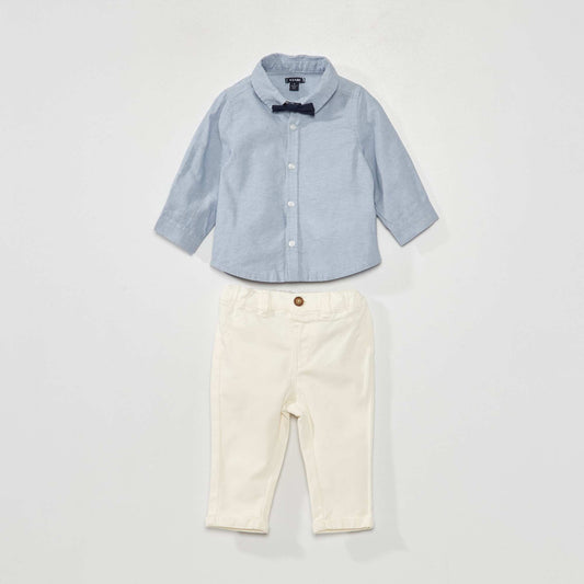 Ensemble chemise + noeud papillon + pantalon Bleu/blanc