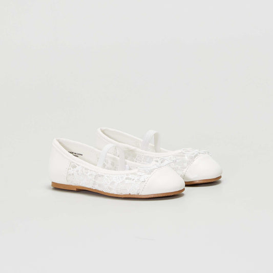 Ballerines avec empiècement crochet blanc