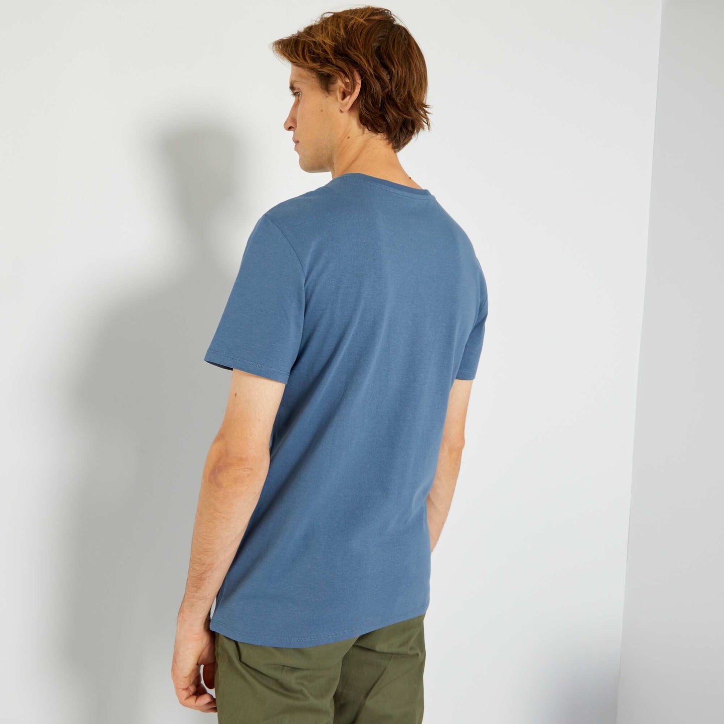 T-shirt imprim fantaisie col rond Bleu