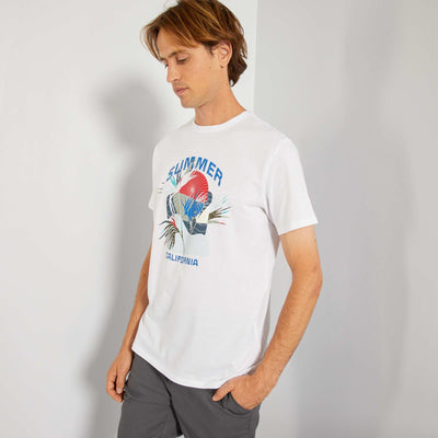 T-shirt imprim fantaisie col rond Blanc 'summer'