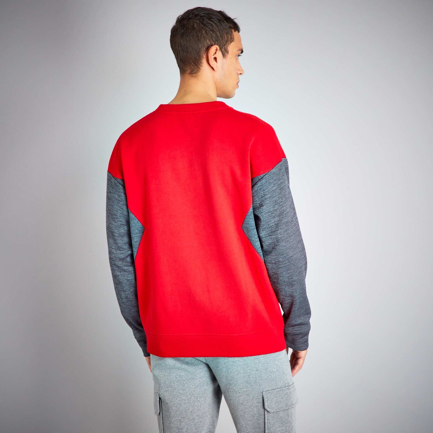 Sweat en molleton color-block ROUGE