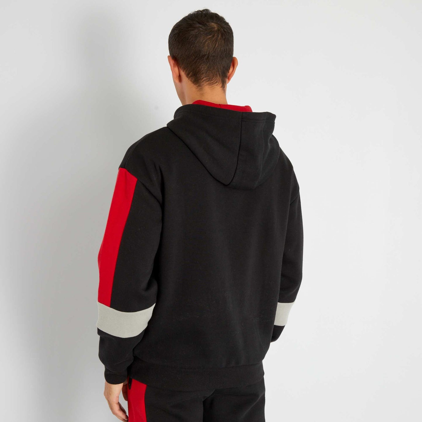 Sweat capuche color-block en molleton Noir