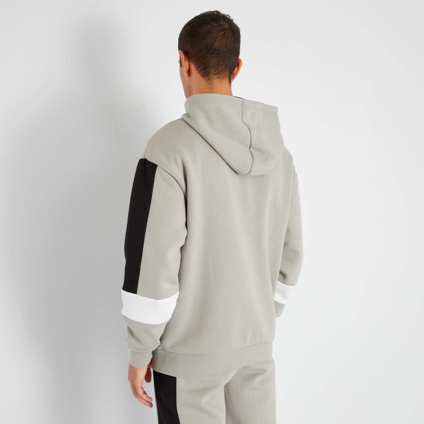 Sweat capuche color-block en molleton Gris