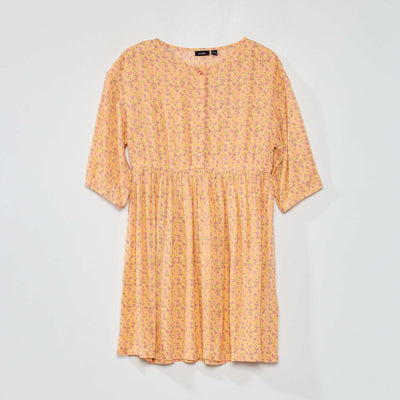 Robe fluide et l g re avec motifs floral Orange