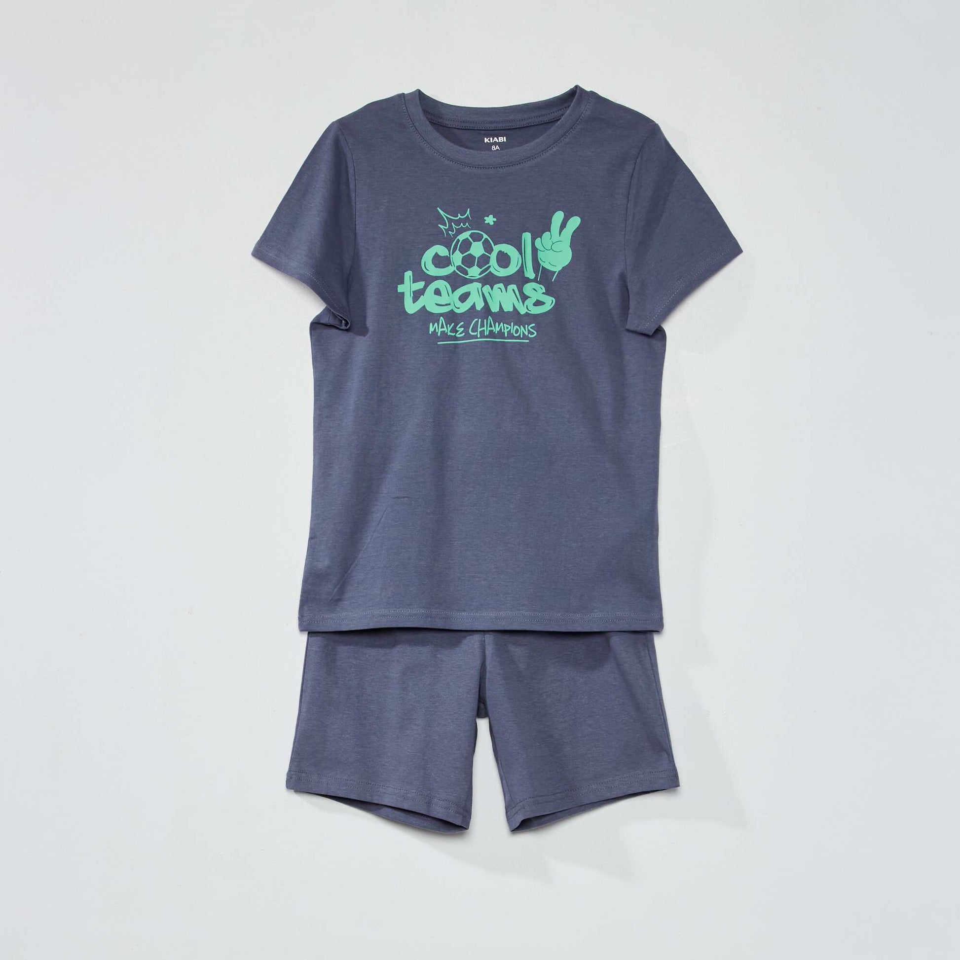 Pyjama court imprim - 2 pi ces Gris bleu