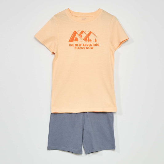 Pyjama court imprim - 2 pi ces Orange/gris