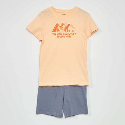 Pyjama court imprim - 2 pi ces Orange/gris