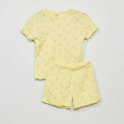 Pyjama court c tel - 2 pi ces Jaune fruit