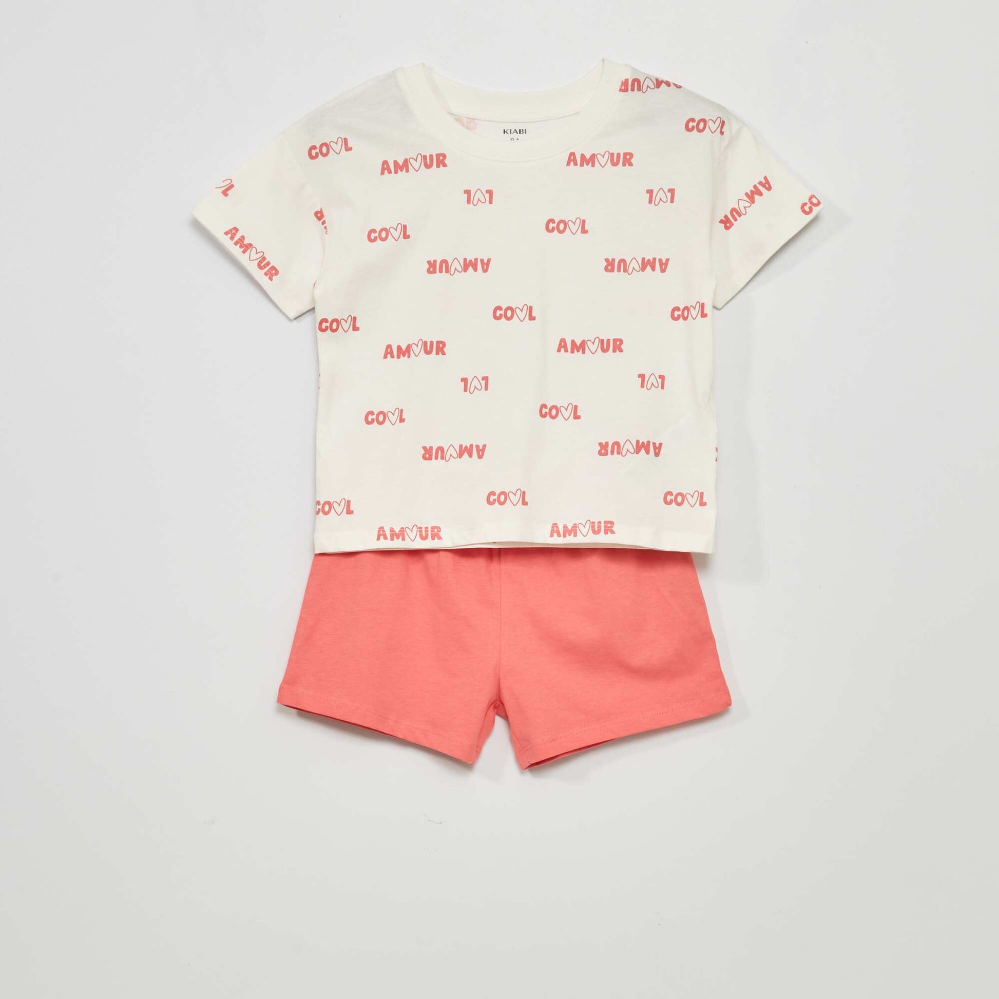 Pyjama court - imprim 'amour' - 2 pi ces Rose