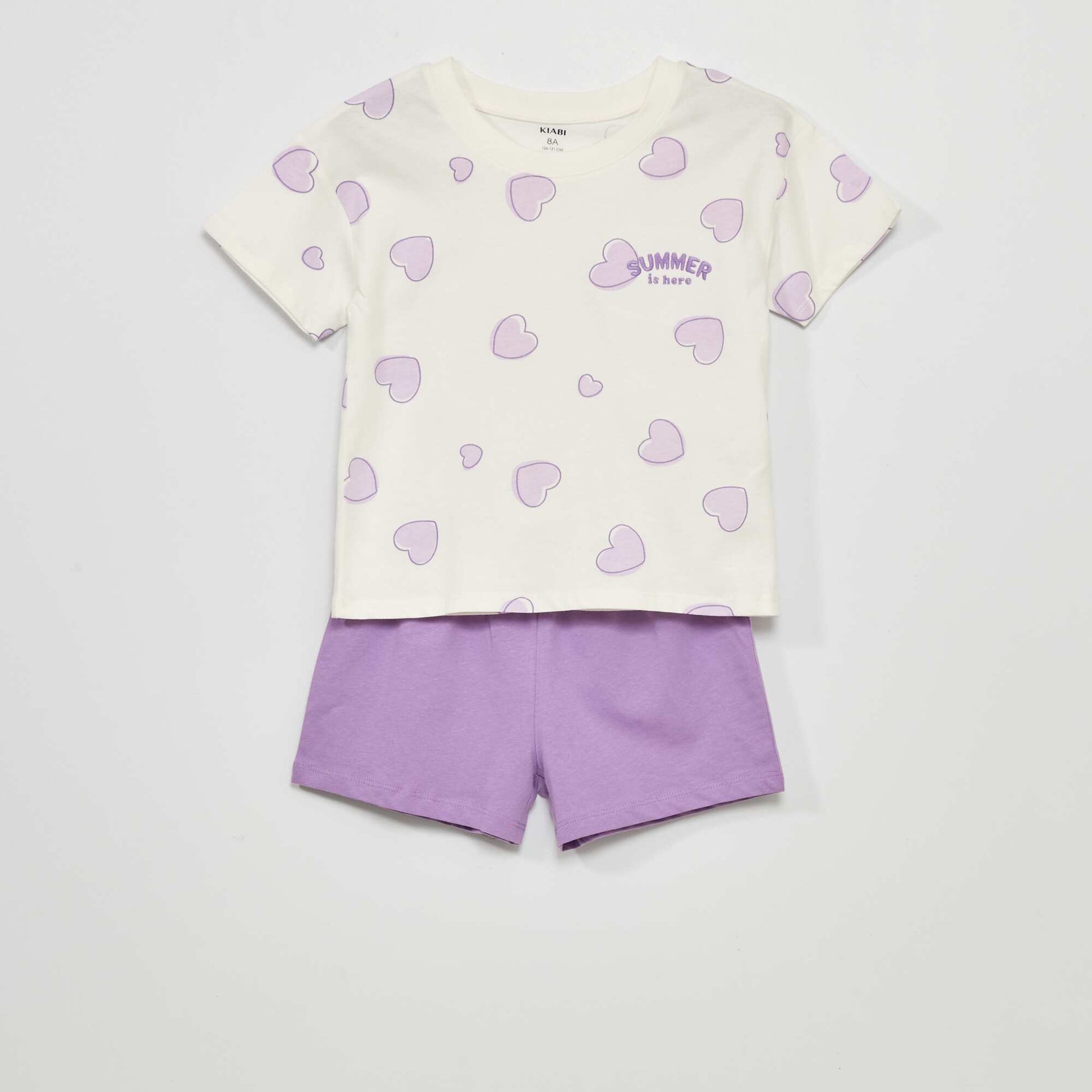Pyjama court - imprim 'coeur' - 2 pi ces Violet