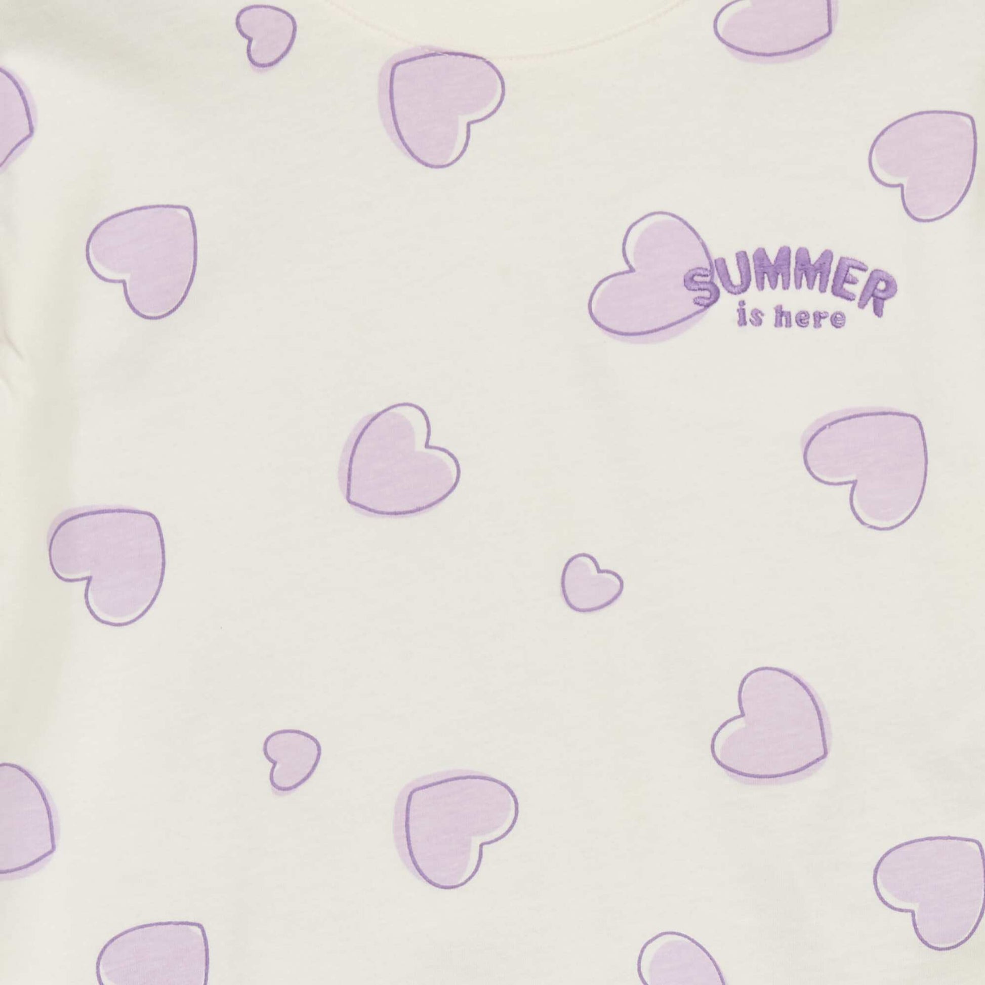 Pyjama court - imprim 'coeur' - 2 pi ces Violet