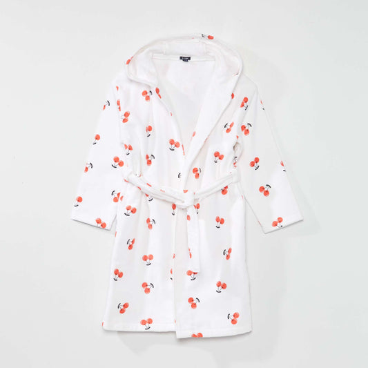 Peignoir ponge 'Cerises' Blanc