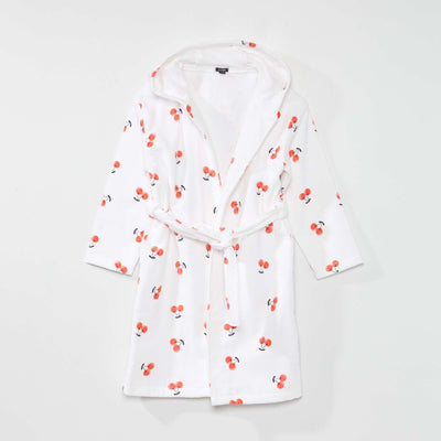 Peignoir ponge 'Cerises' Blanc