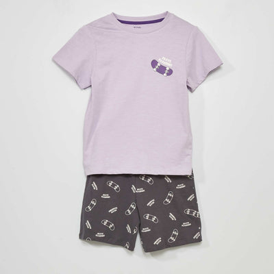 Pyjama court - Imprim skate - 2 pi ces Violet