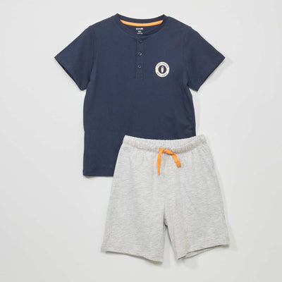 Pyjama court - 2 pi ces Marine/gris