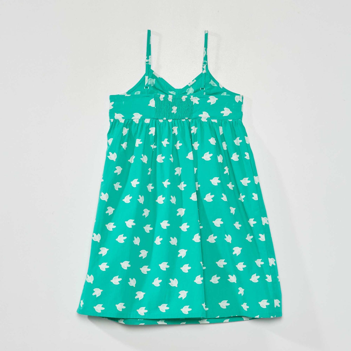 Robe en popeline imprim Vert oiseau