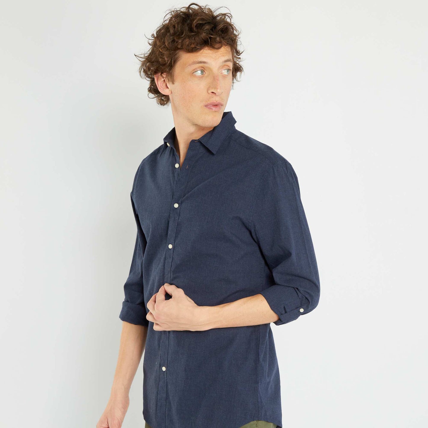 Chemise regular manches longues Bleu