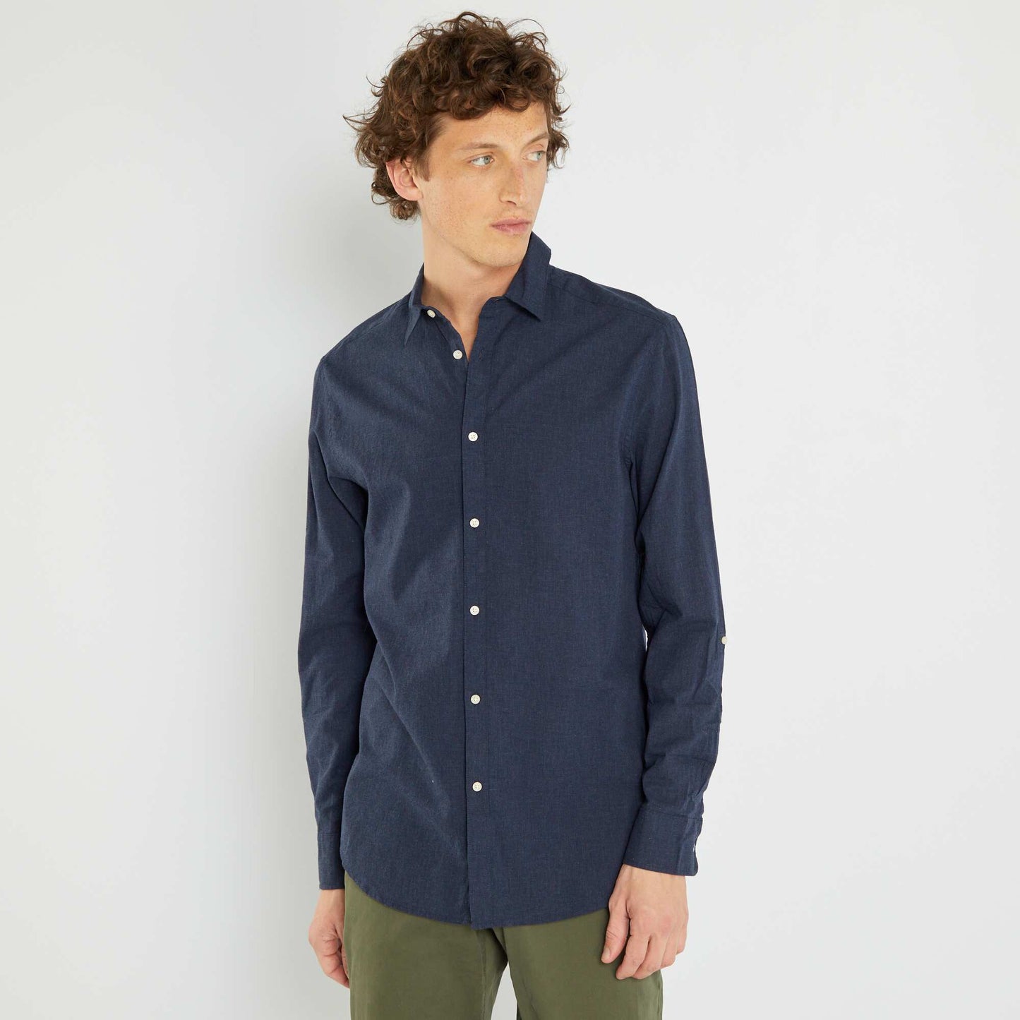 Chemise regular manches longues Bleu