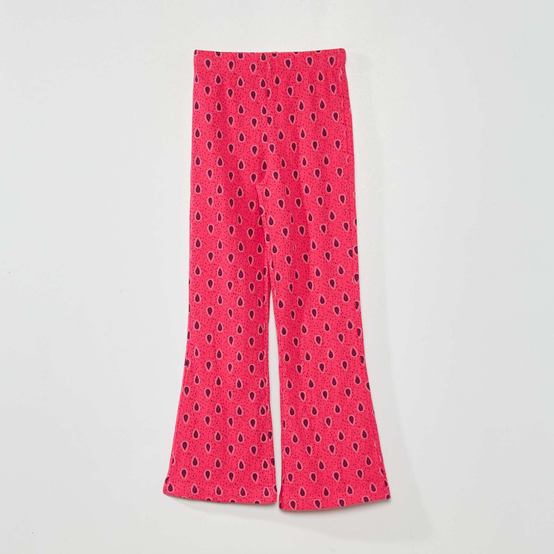 Pantalon large imprim maille cr pe Rose