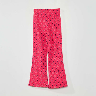 Pantalon large imprim maille cr pe Rose