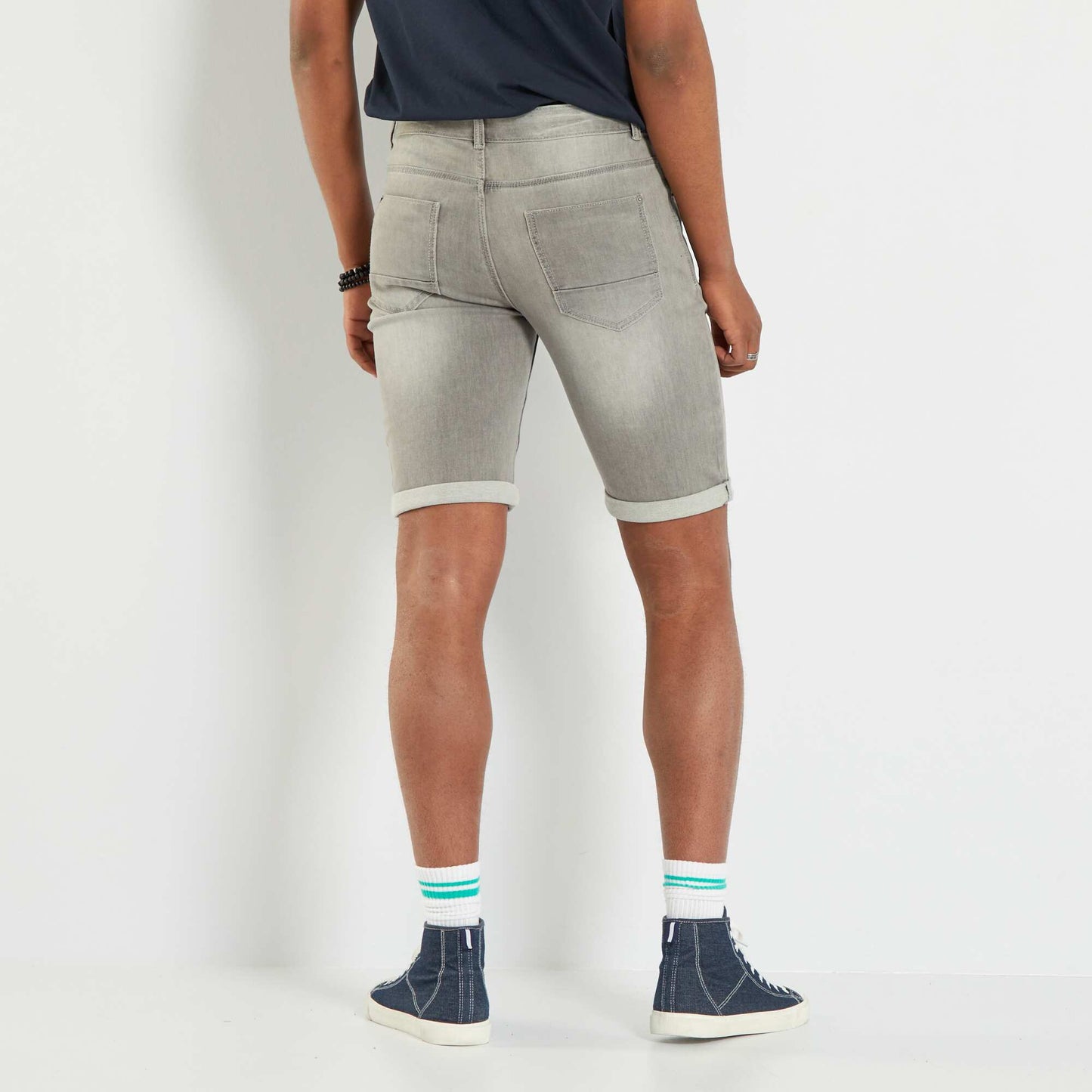 Bermuda en jean taille standard Gris clair