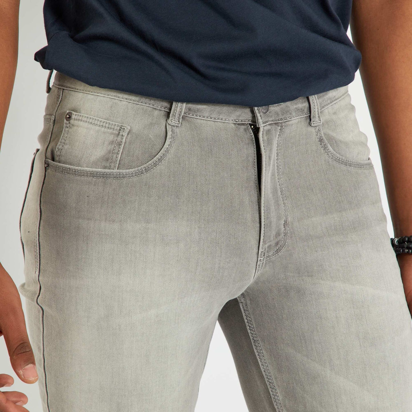 Bermuda en jean taille standard Gris clair