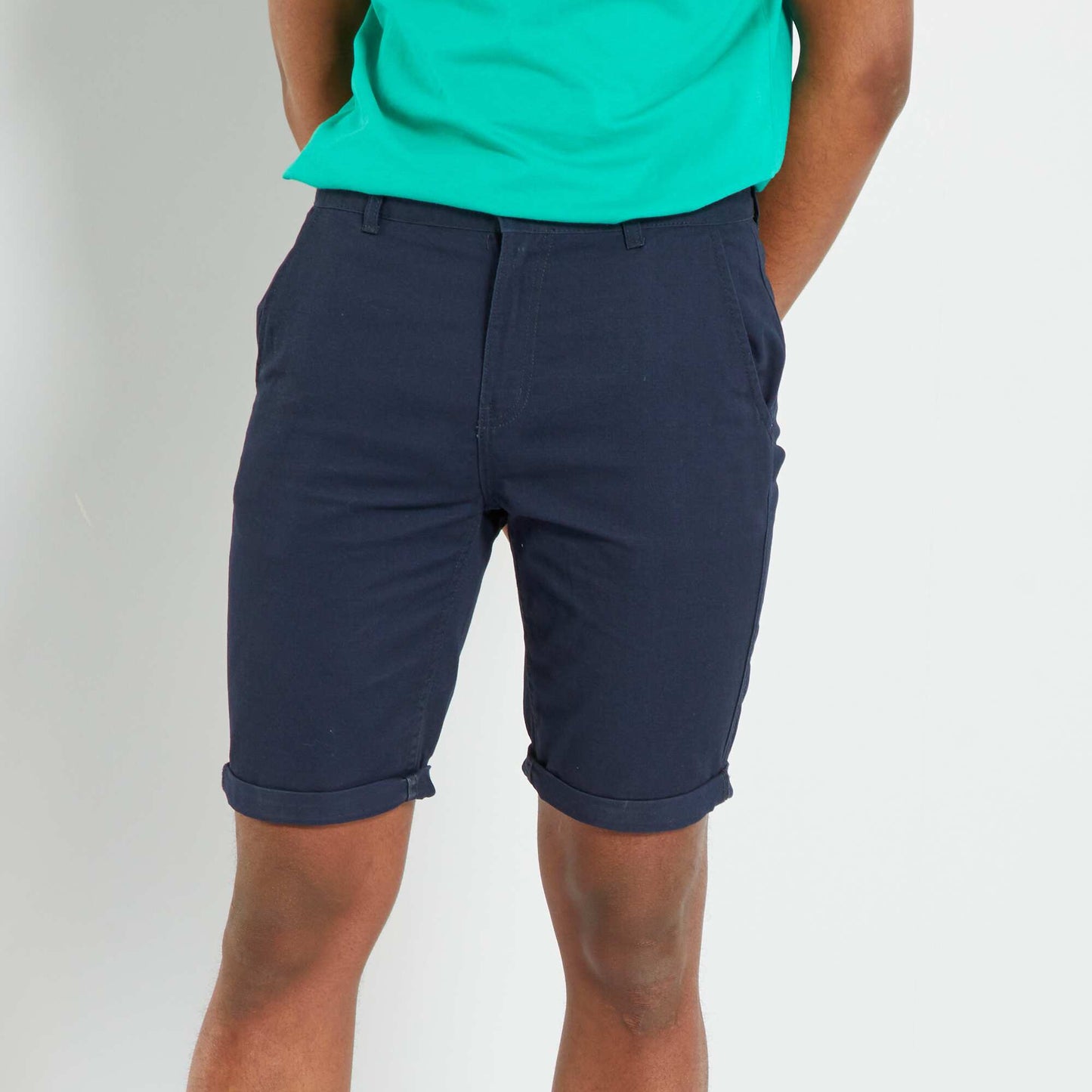 Bermuda chino droit bleu marine