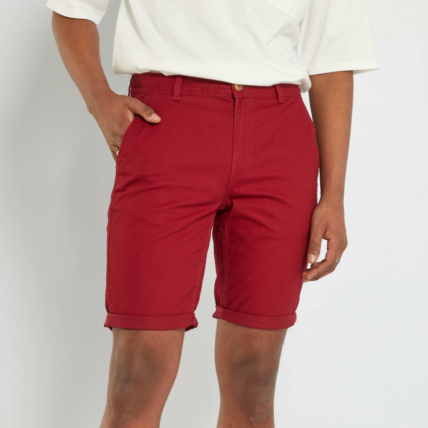 Bermuda chino droit rouge bordeaux