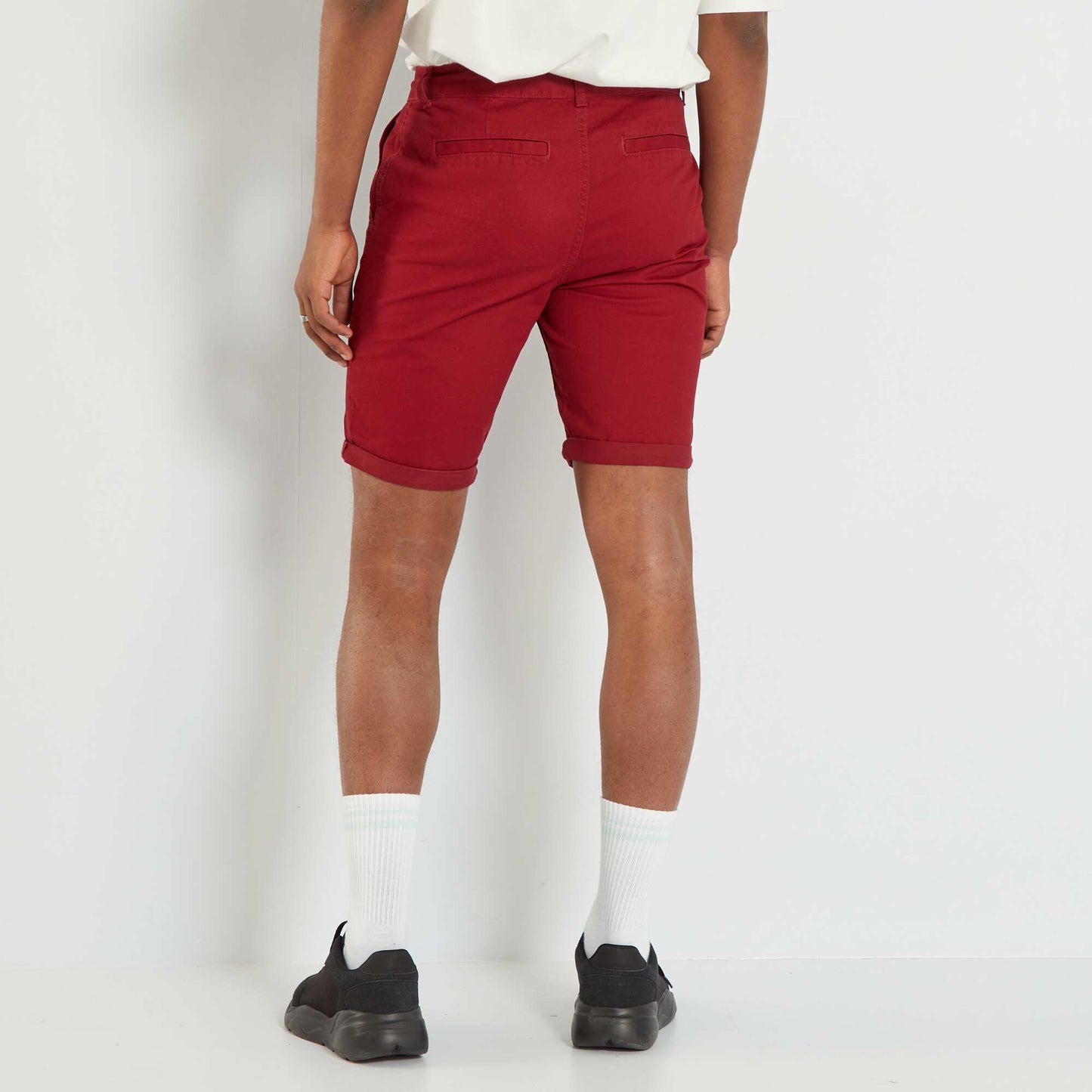 Bermuda chino droit rouge bordeaux