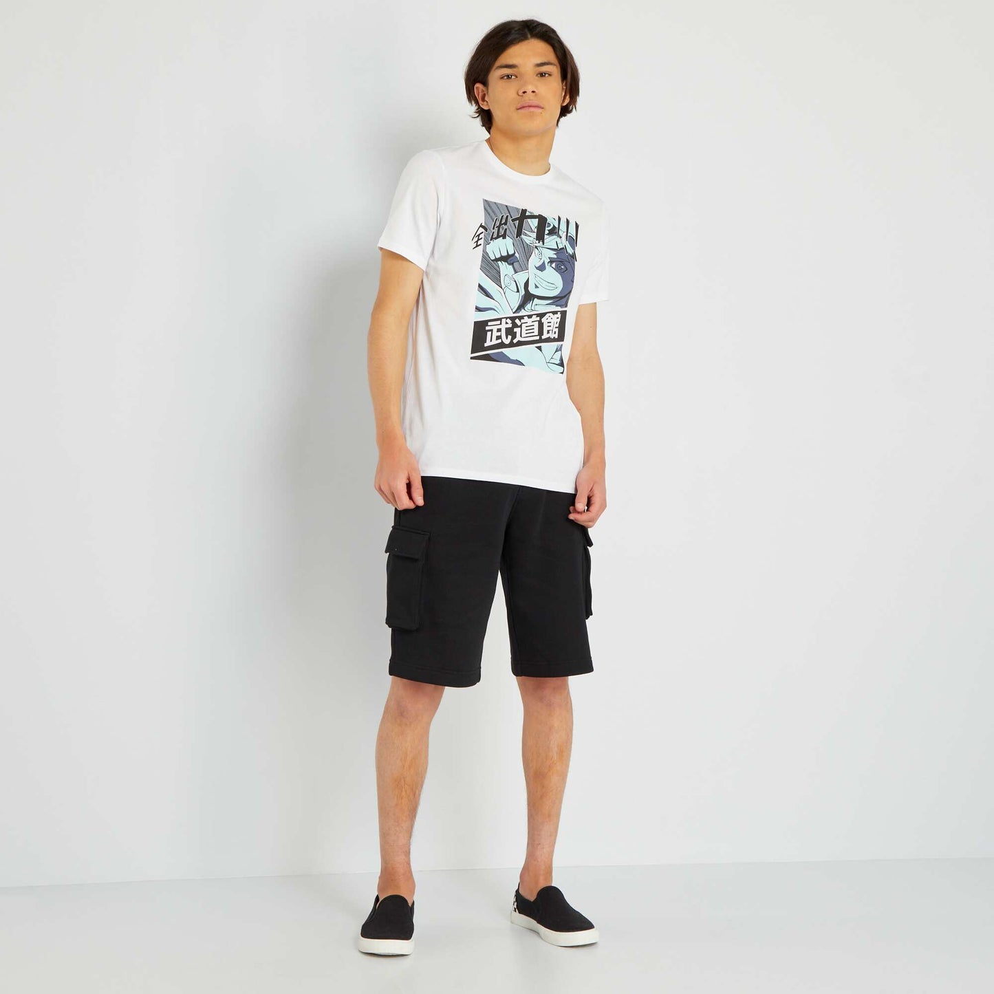 T-shirt imprim col rond Blanc 'manga'
