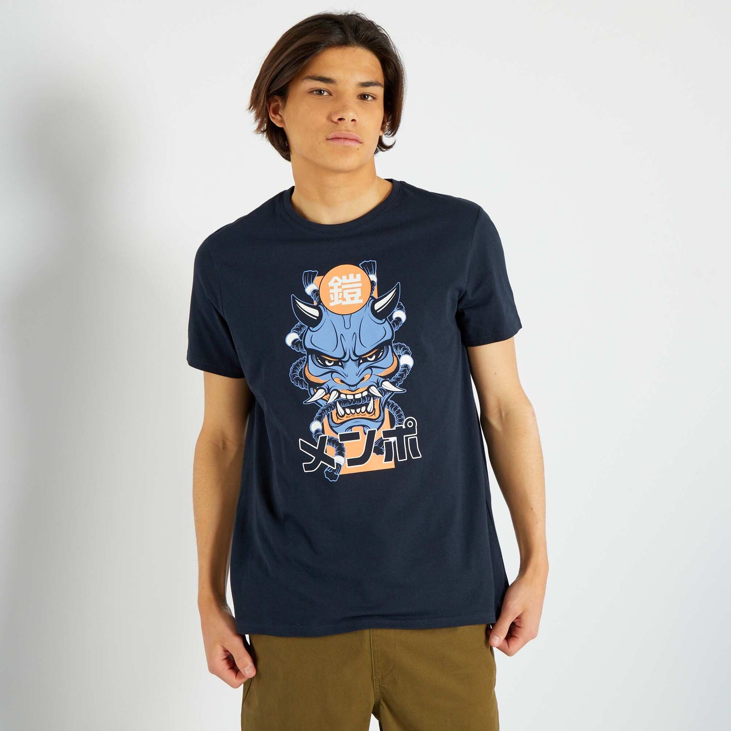 T-shirt imprim    col rond Bleu marine