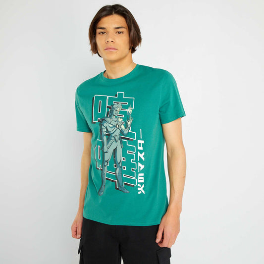 T-shirt imprim col rond Vert