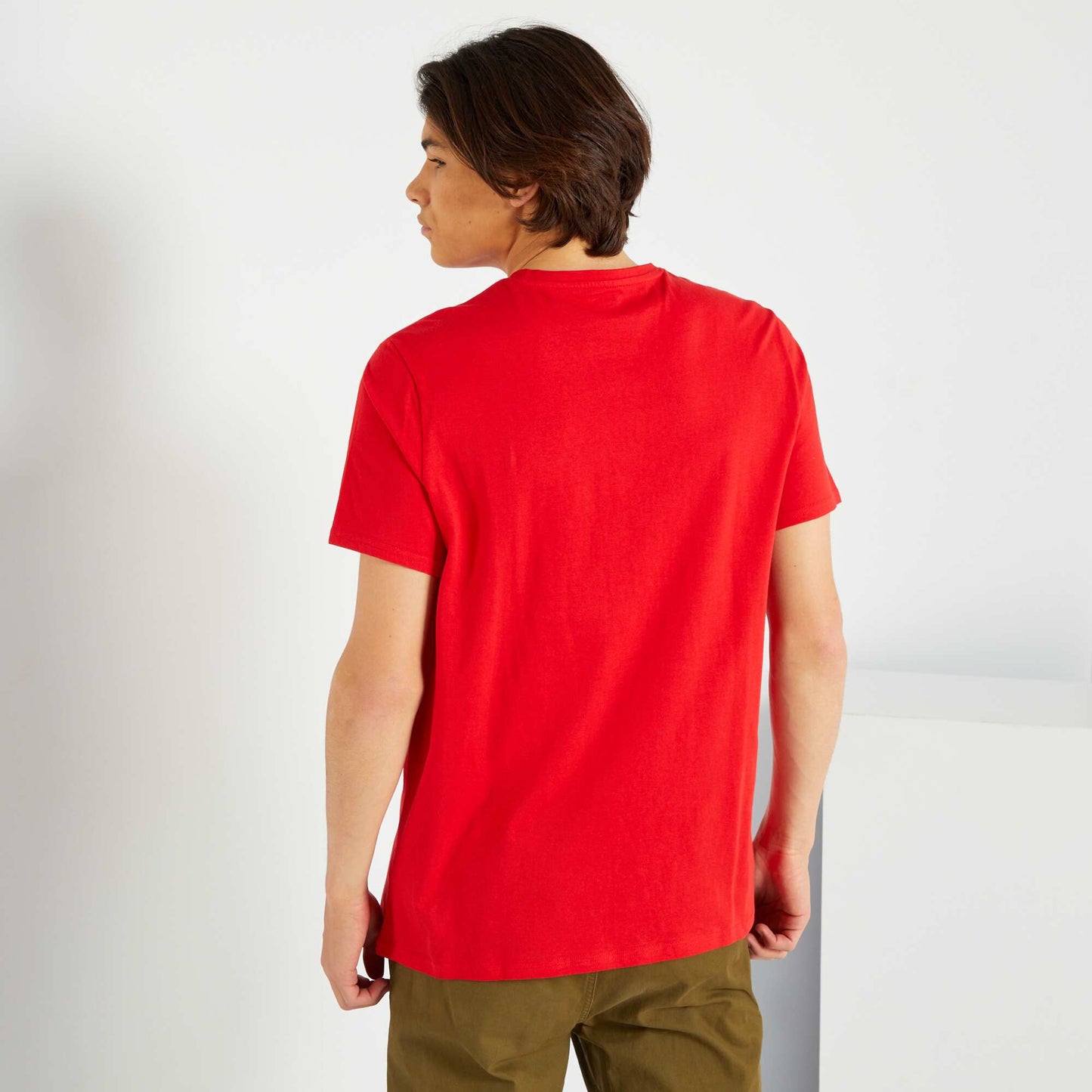 T-shirt imprim col rond Rouge