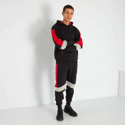 Pantalon jogging color-block noir