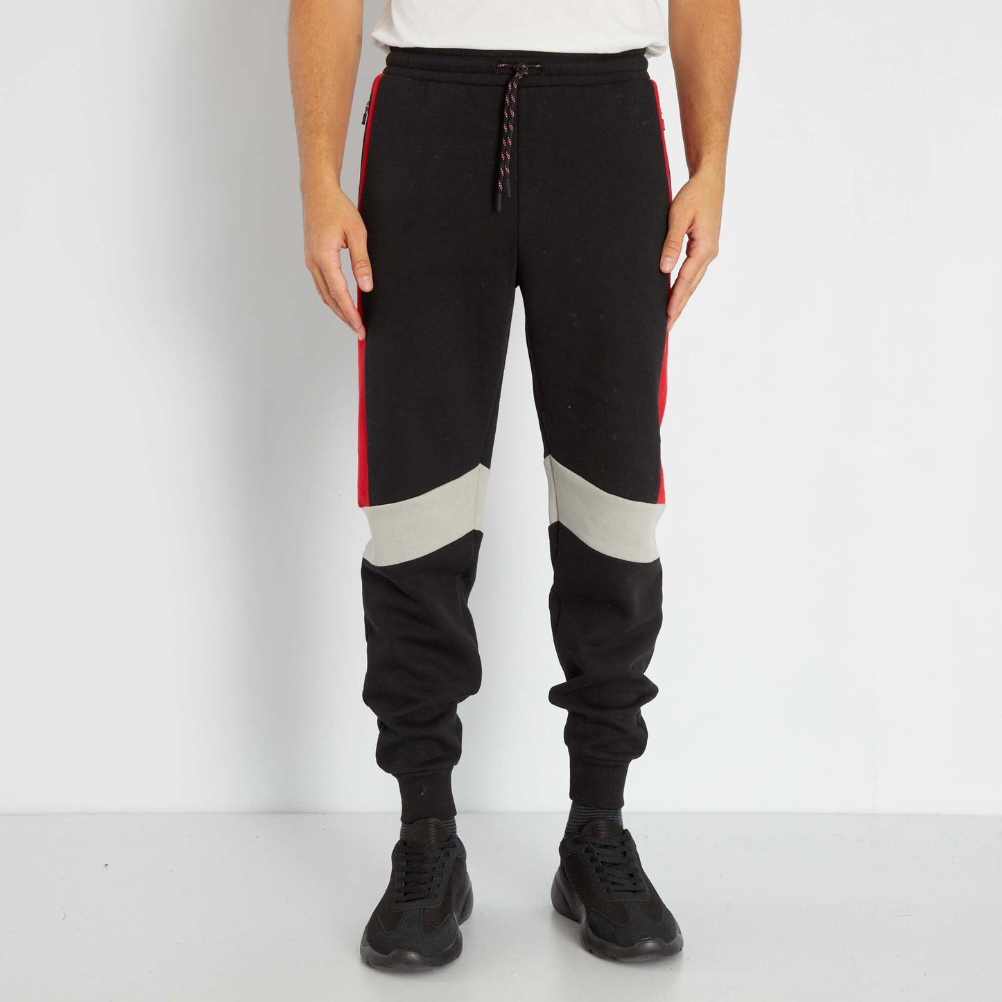 Pantalon jogging color-block noir