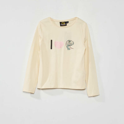 Tee-shirt imprim 'Jurassic Park' Beige