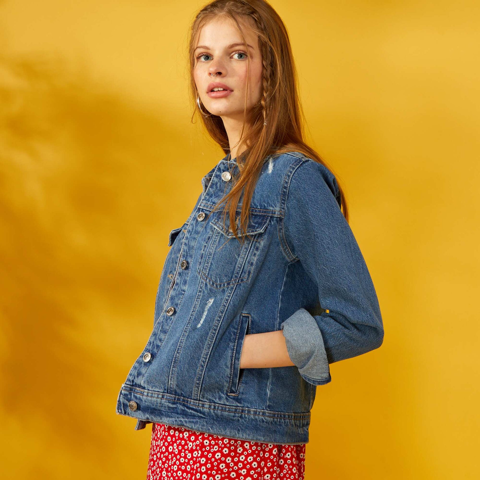 Veste en jean effet destroy Stone