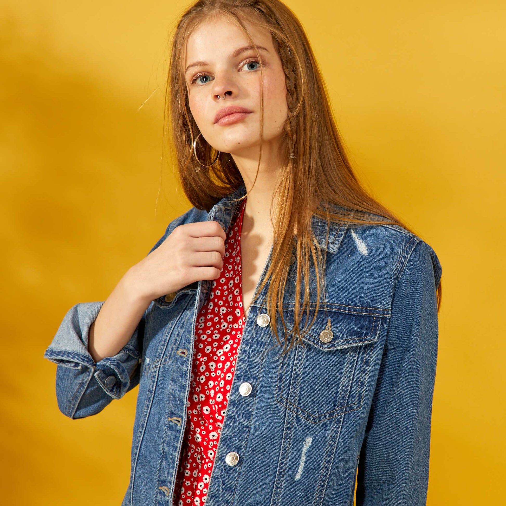 Veste en jean effet destroy Stone