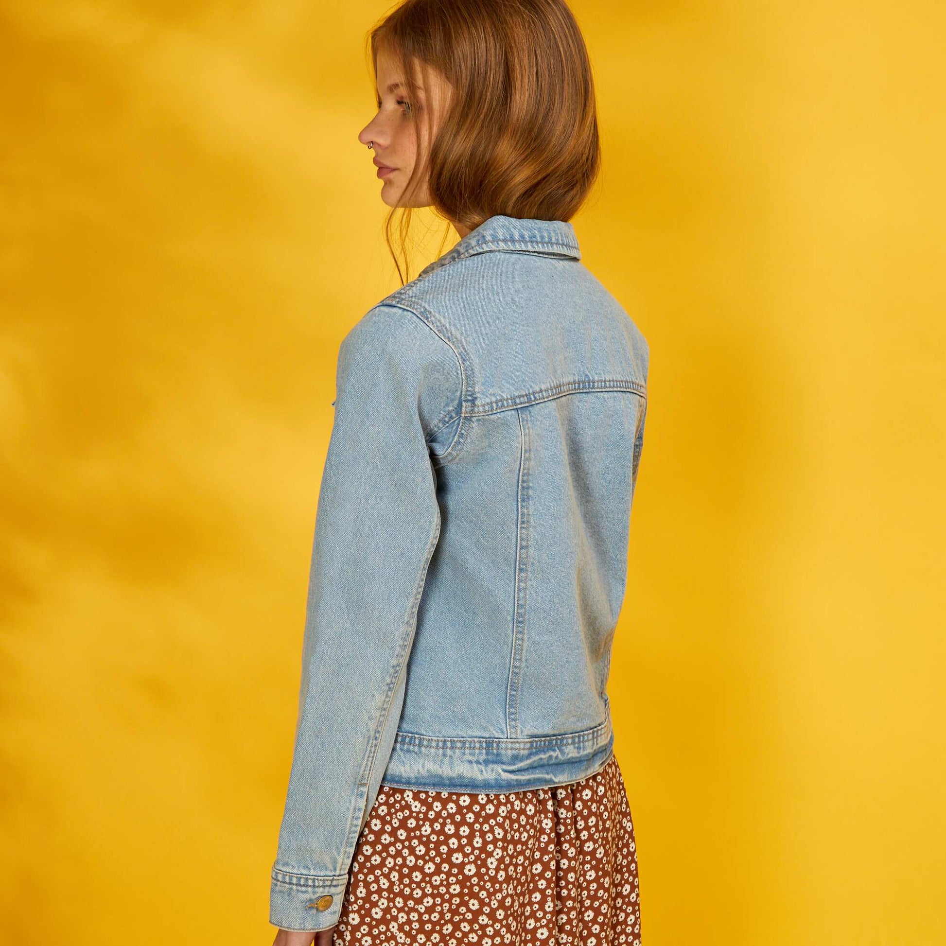Veste en jean effet destroy Bleu