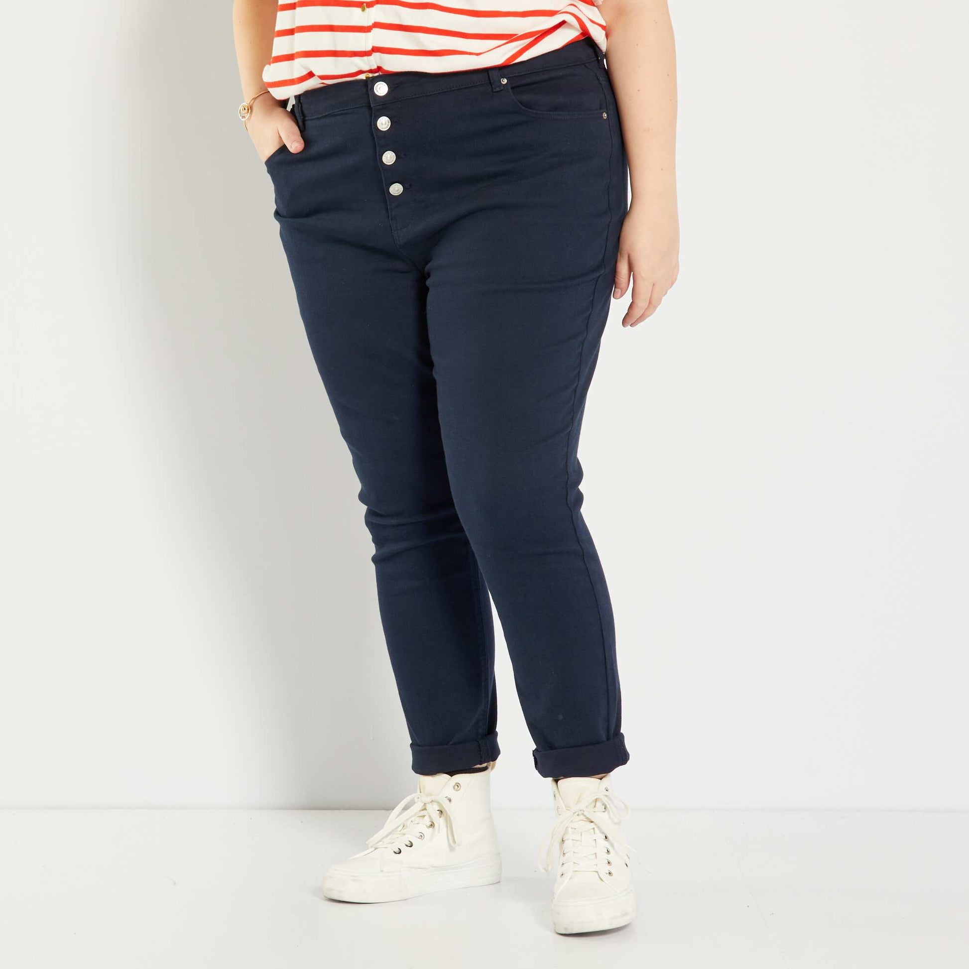 Pantalon en twill skinny bleu marine