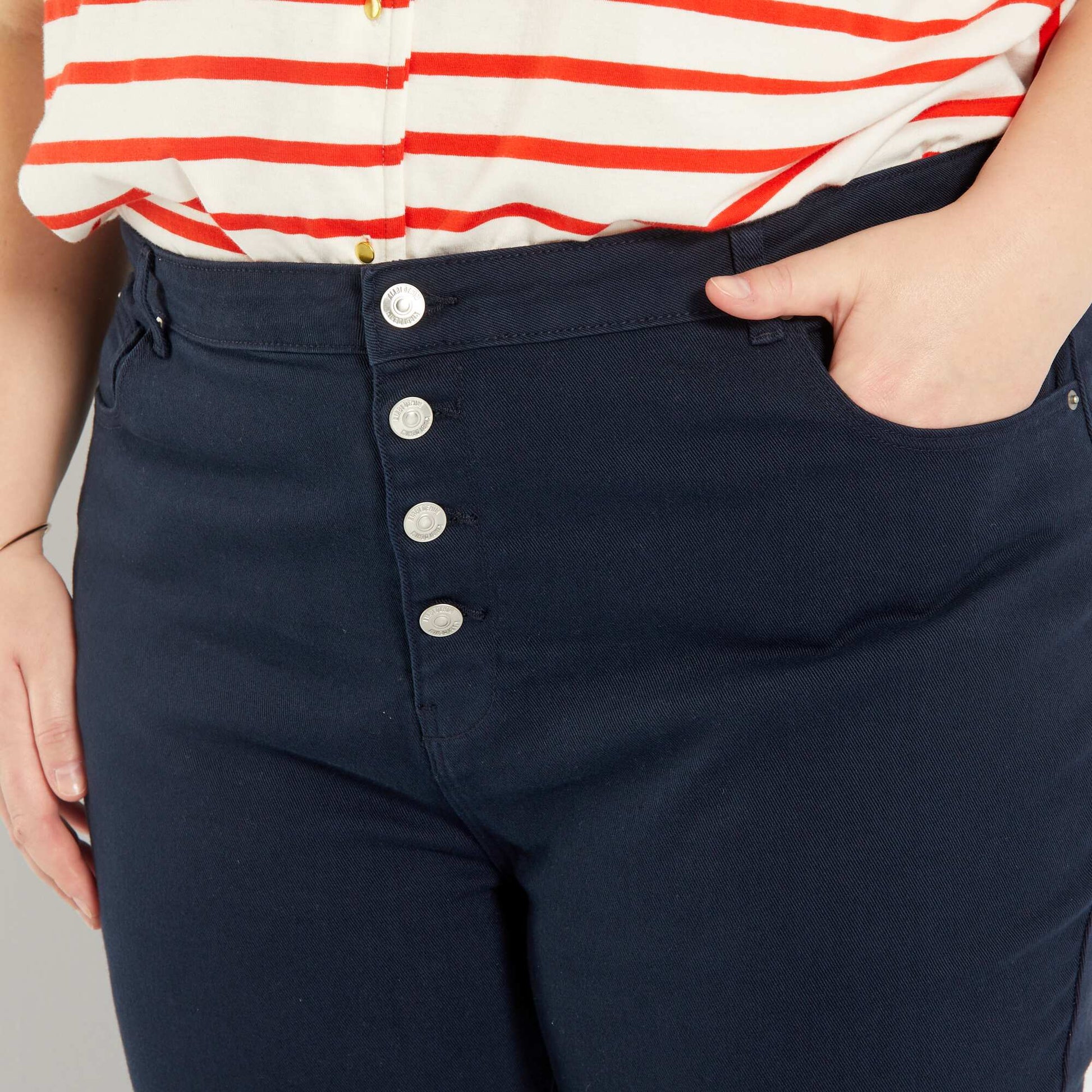 Pantalon en twill skinny bleu marine