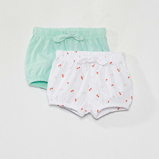 Lot 2 shorts en molleton Blanc/vert