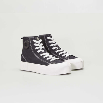 Baskets montantes en toile semelles paisses noir