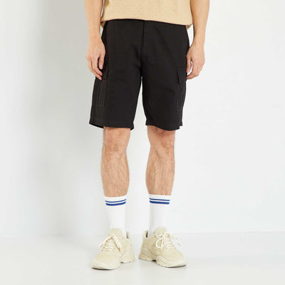 Bermuda en twill avec poches rabat noir