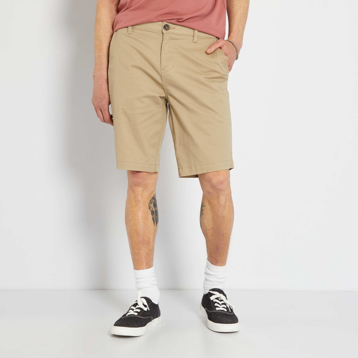 Bermuda chino uni beige chin